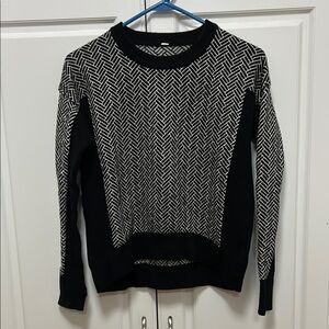 Lululemon Athletica Black and White Crew Neck Sweater